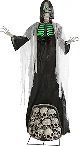 Haunted Hill Farm 7-Ft. Tall Graveyard Ghoul, Motion Activated Scary Halloween Prop, Battery Operated with On-Off Switch, Light-Up Eyes and Chest for Indoor or Covered Outdoor Halloween Decorations
