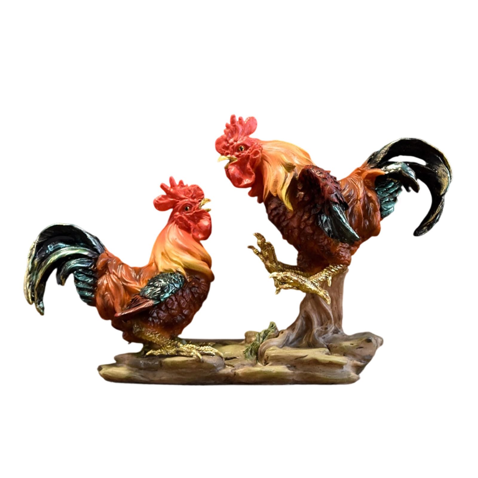 Shunzhong Resin Rooster Statues Chicken Figurines Sculptures Ornament for Bookshelf Home Decors Fengshui Ornament Collections Resin Animal Figurine