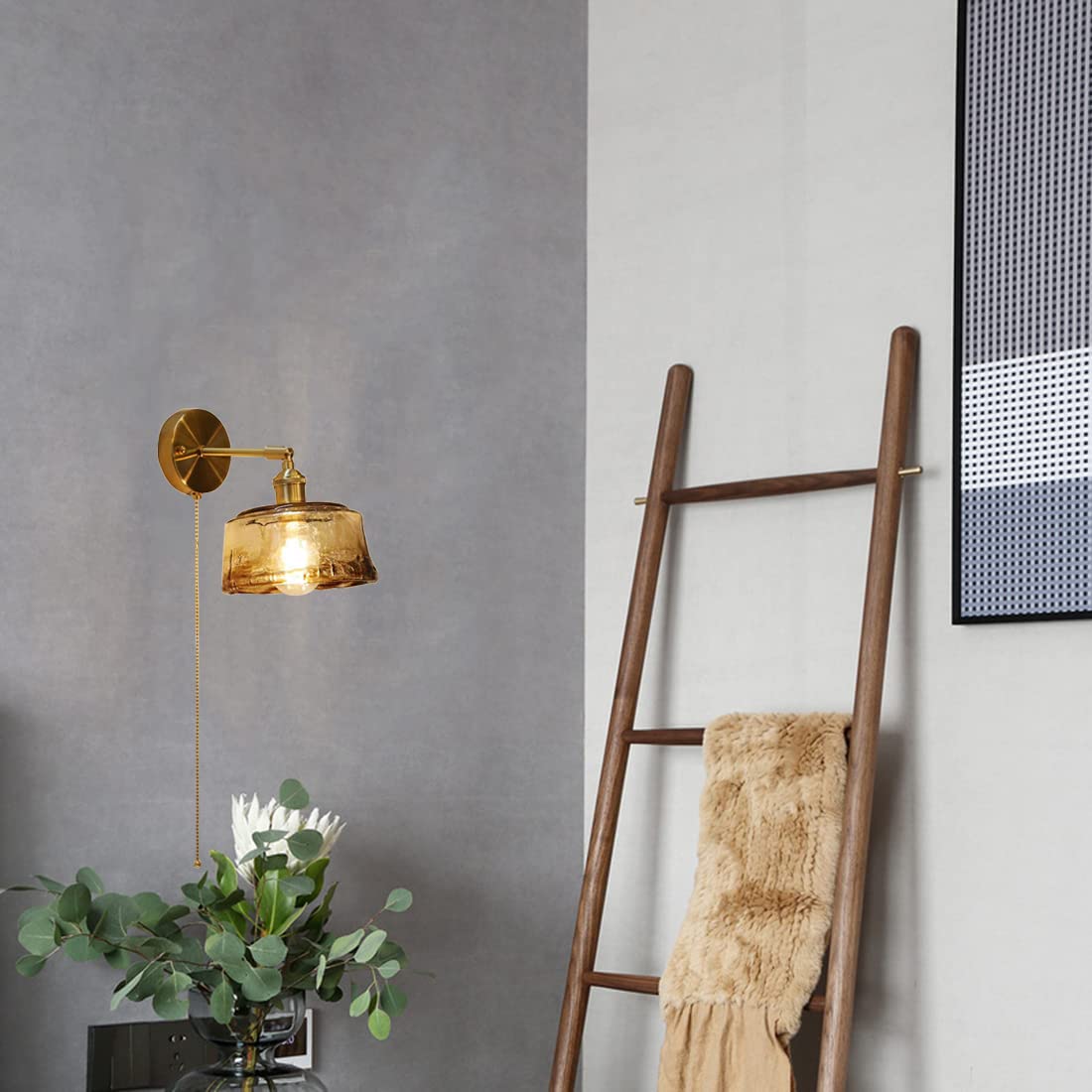Applique da parete in stile industriale con interruttore, paralume in vetro creativo, lampada moderna con braccio regolabile, illuminazione in stile rustico vintage per camera da letto, soggiorno, lo