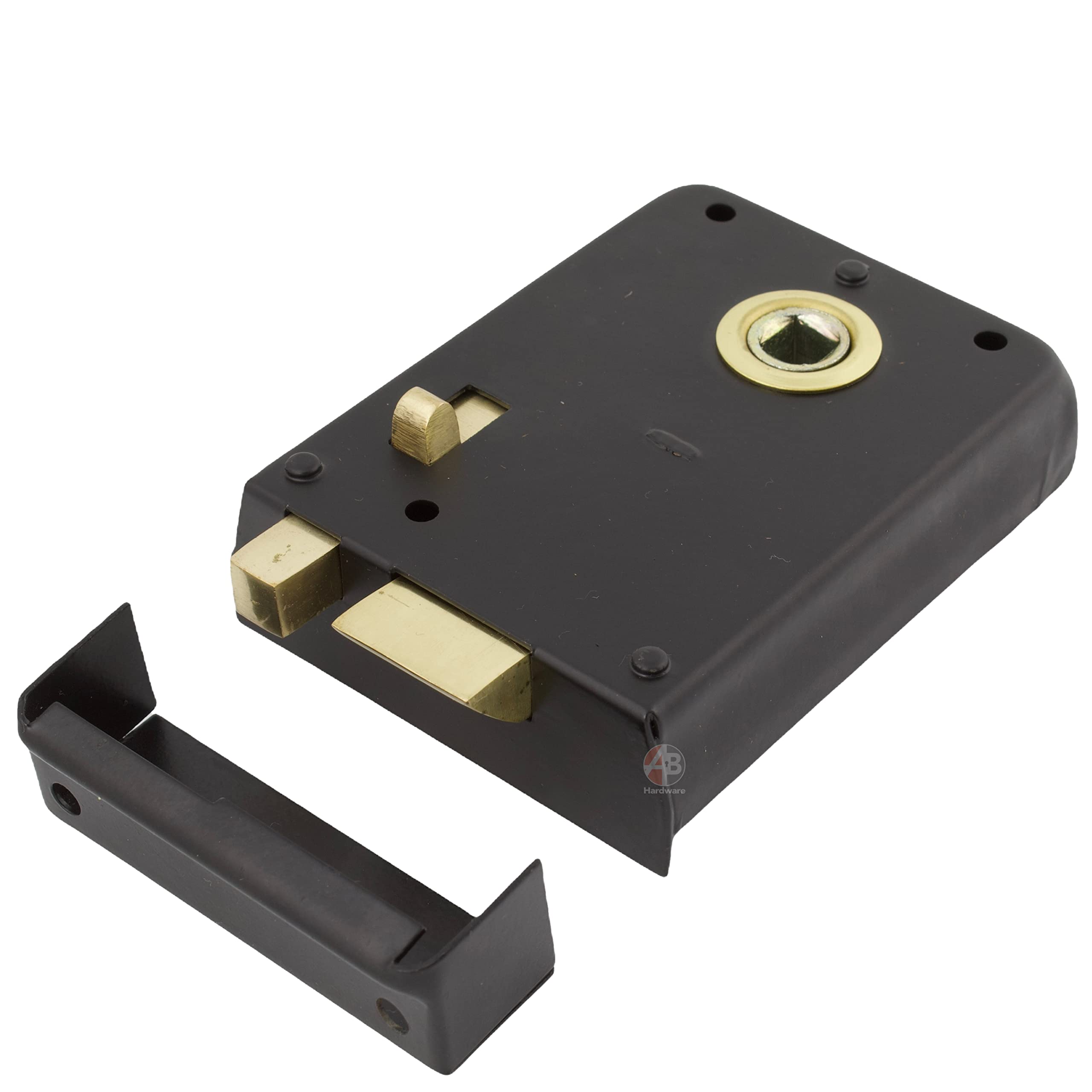 A.b Hardware Black Old English Victorian Style Rim Dead Lock - Bedroom/Bathroom Snib Latch