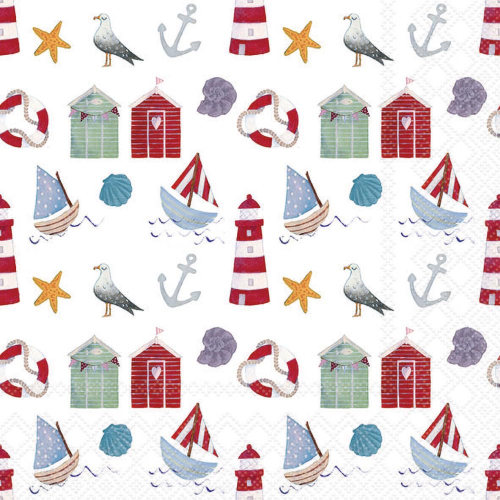 20 Ambiente Paper Napkins - Nautical Items - Table Decoration with Motif Also for Party or Decoupage 33x33 cm