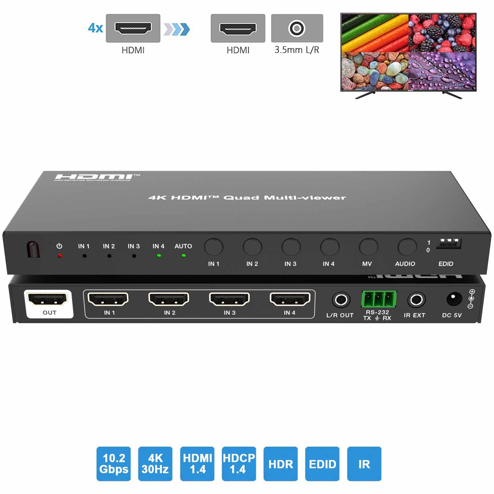 HDMI4×1quad multi-viewerマルチビューアー画面分割切替器 Amazon.co.jp: HDMI画面分割切替器 マルチビューワー 4入力1出力