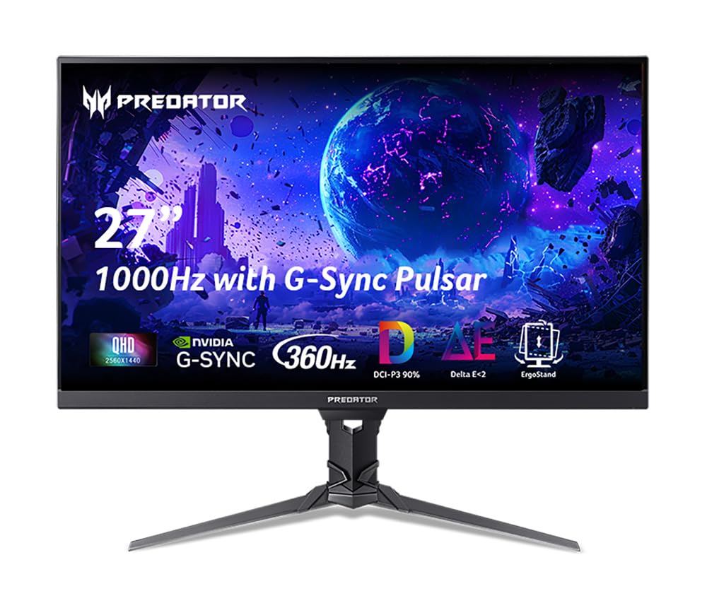 Acer Predator XB3 XB273UF5 Pulsar Gaming Monitor 27" (69 cm) 2K (WQHD), IPS Technology, 360Hz, 1ms/0.5ms (GTG, min.), DP 1.4, 2x HDMI 2.1, USB, Height Adjustment, Pivot, HDR10, FreeSync