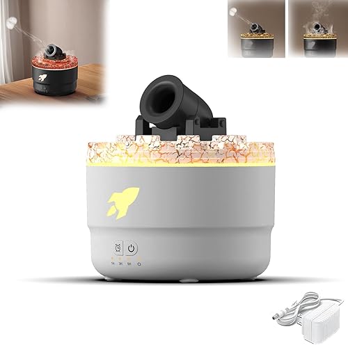 Humidificador Rocket con luces LED de 7 colores, humidificador de cañón, humidificador de aroma explosivo, humidificador de anillo de humo, cañón
