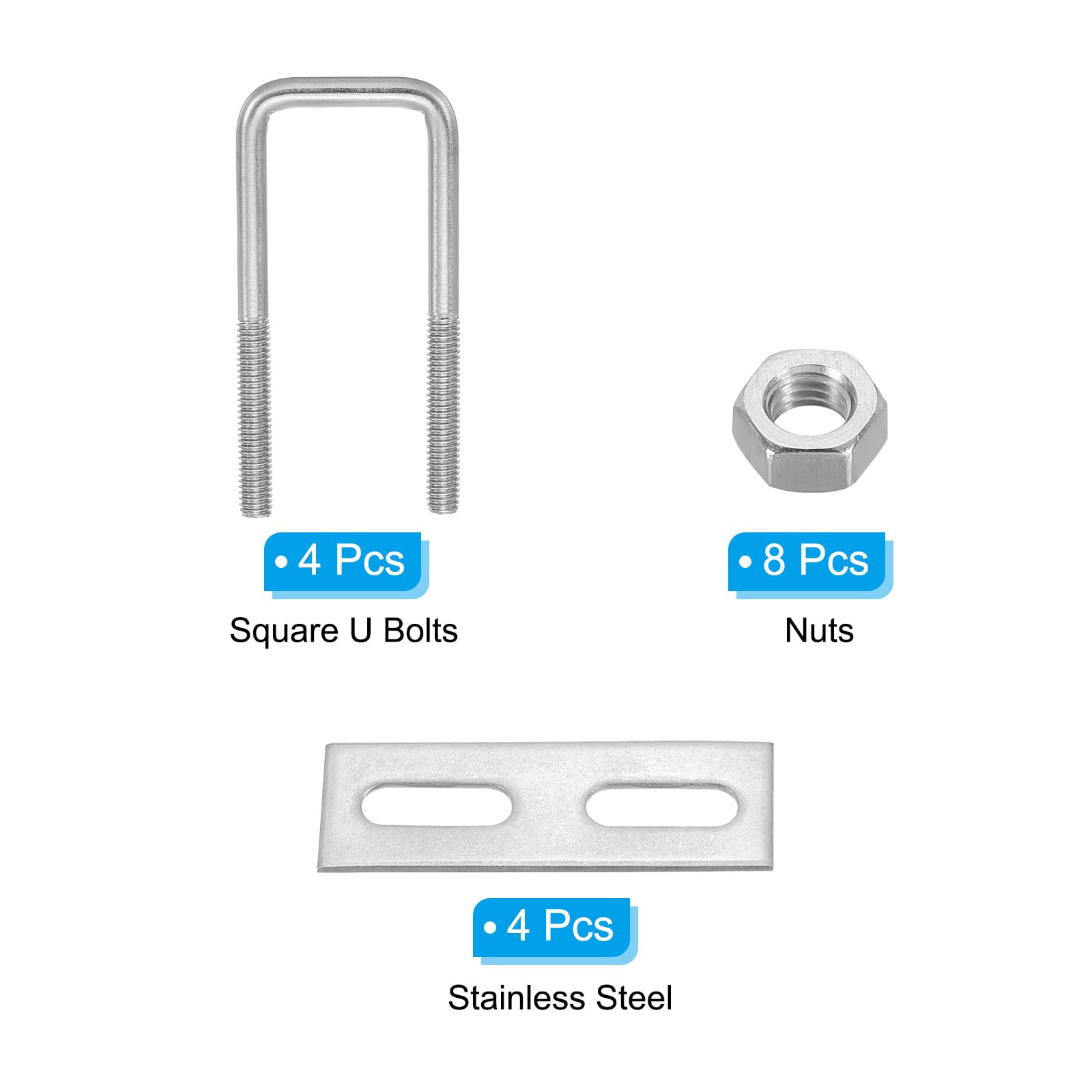 PATIKIL M6x25x70mm Square U-Bolts Kit - Image 3