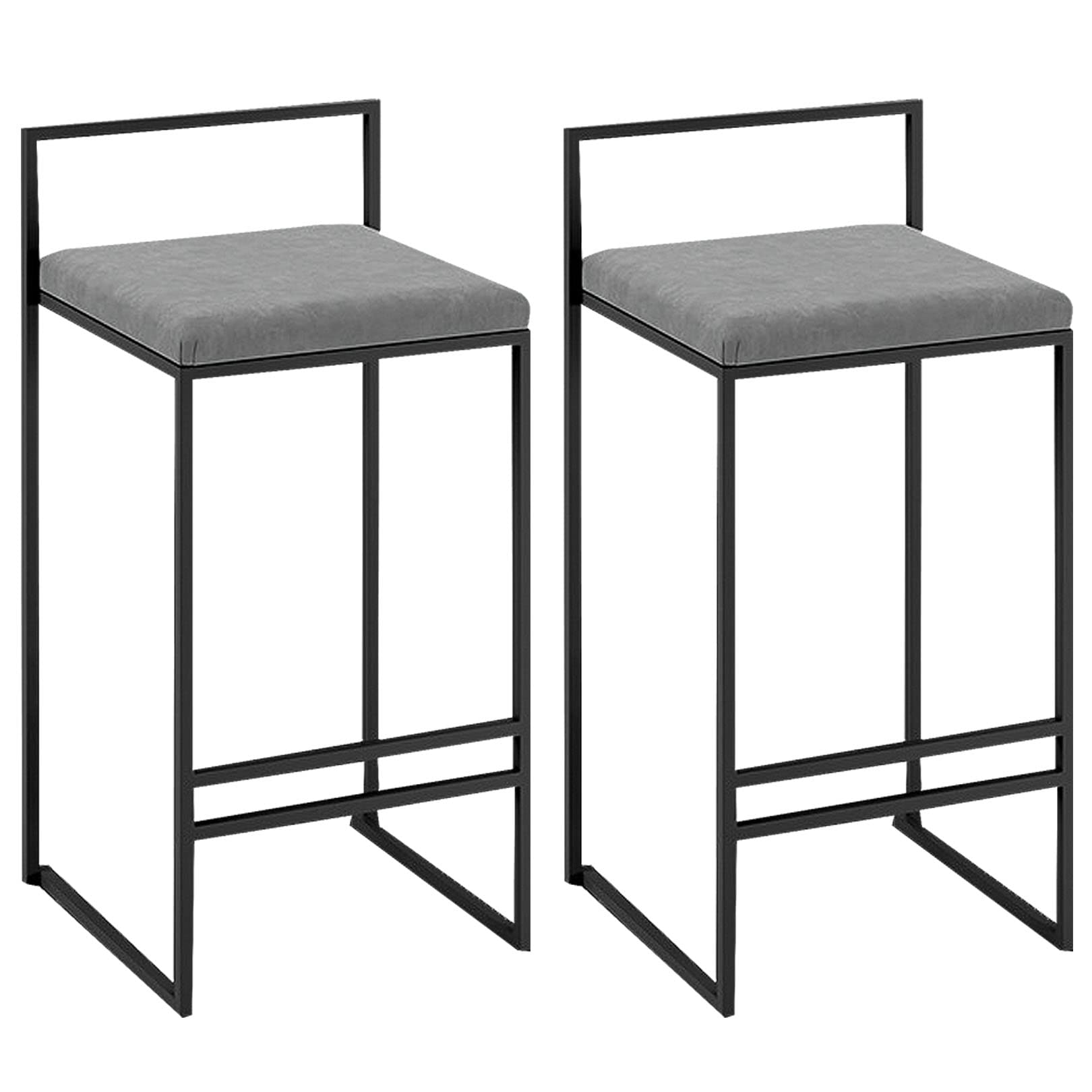 AYCDL Modern Velvet Barstools with Metal Footrest for Kitchen Island Counter Height Stool High Chair for Bar Counter 300lbs Capacity,Gray2ps-65cm/25.6in