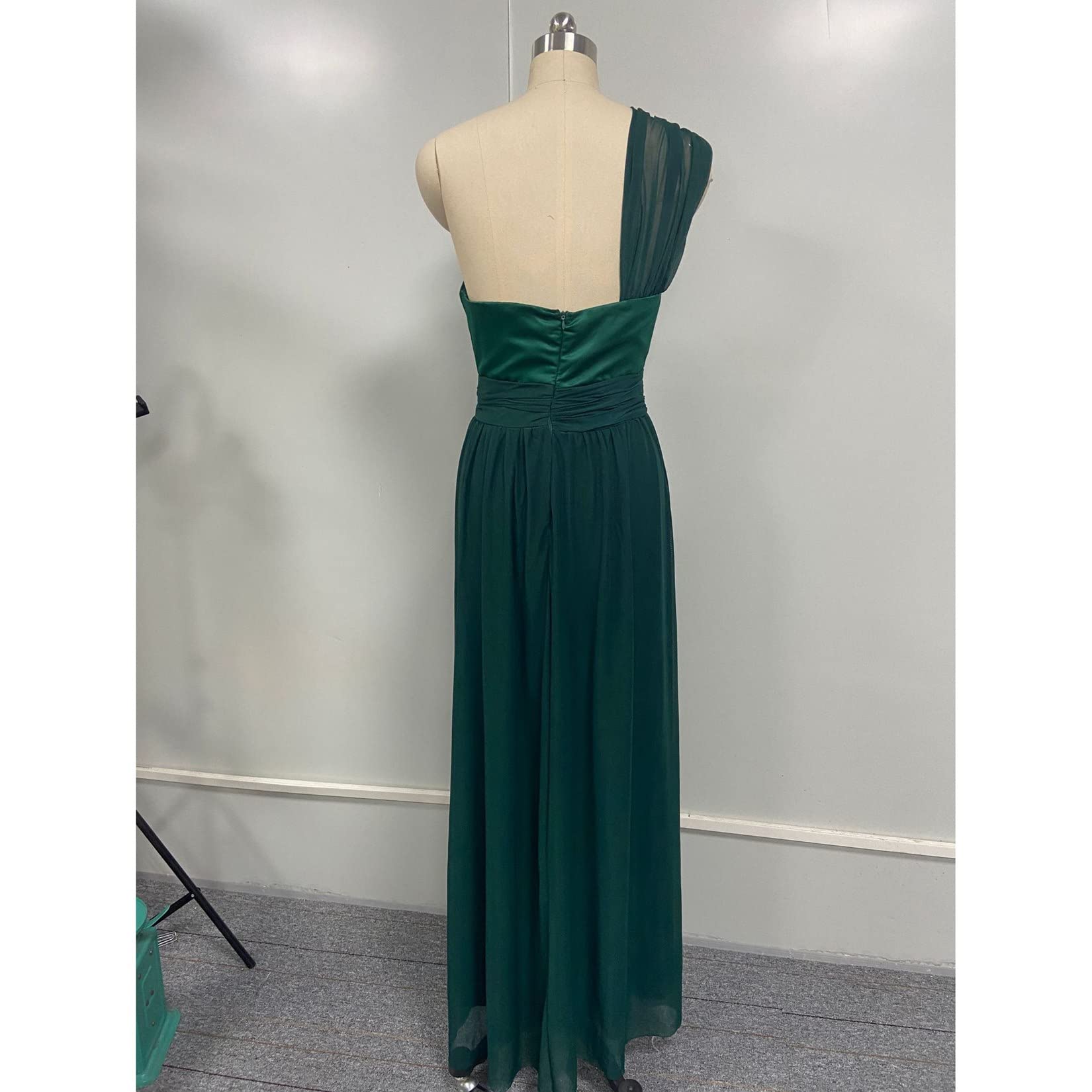 Abito da Sera da Donna Solido Colore A Una Spalla Maxi Abito da Damigella d'Onore Abito da