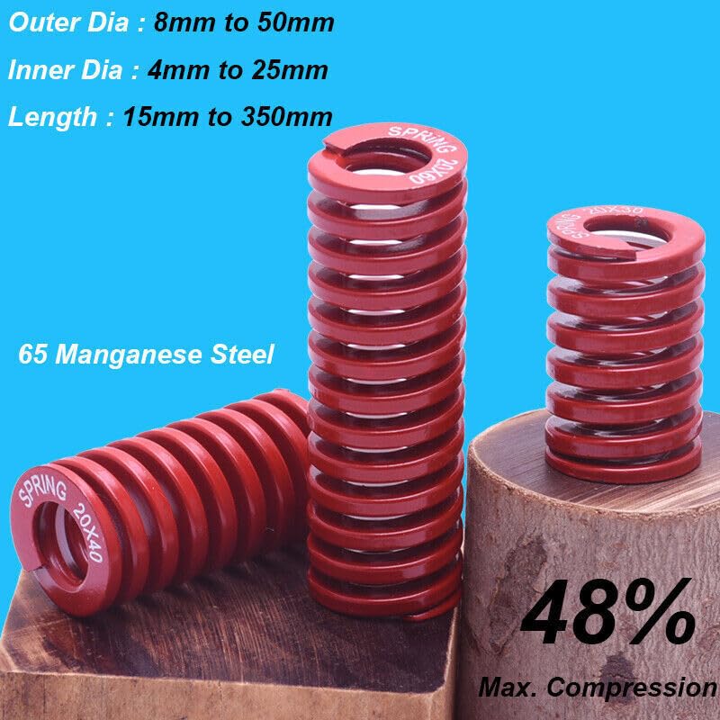1pcs Die Springs Compression Spring Medium Duty Manganese Steel Outer Dia 8-50mm (1,8 x 4 x 90mm)
