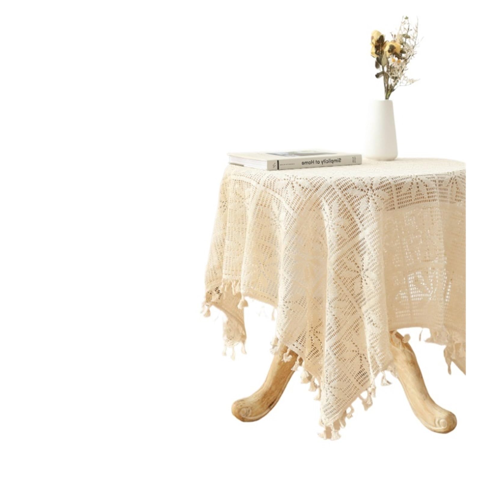 VIOLDHHJK Lace Tablecloth Vintage Handmade Crochet Tablecloth Macrame Lace Table Cloth Covers Rectangle For Kitchen Dinning Tabletop Party(Color 6,1Pc 140x220cm)