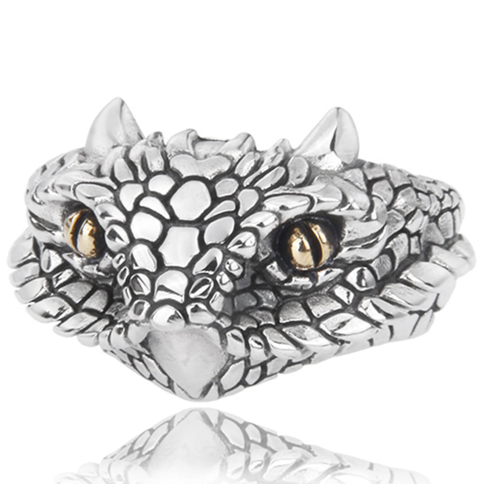 Anillo ajustable abierto de plata de ley S925 con forma de serpiente para hombre, accesorios de joyería vintage hechos a mano con animales.