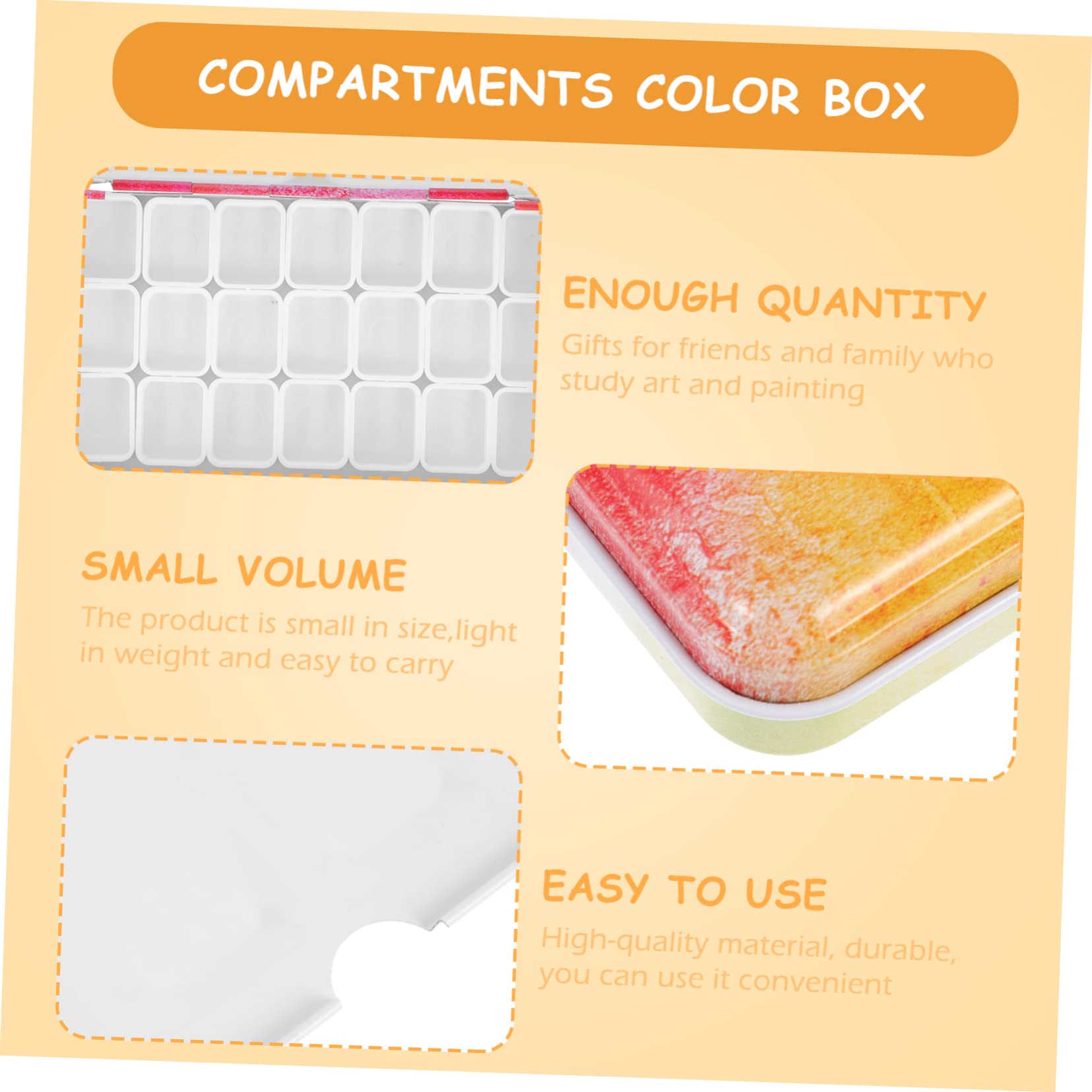 Ciieeo 3ensembles Boîte De Peinture Aquarelle avec Pans De Rangement Ensemble De Compartiments pour Artistes Et Étudiants Pratique Et Portable pour Peinture Voyage