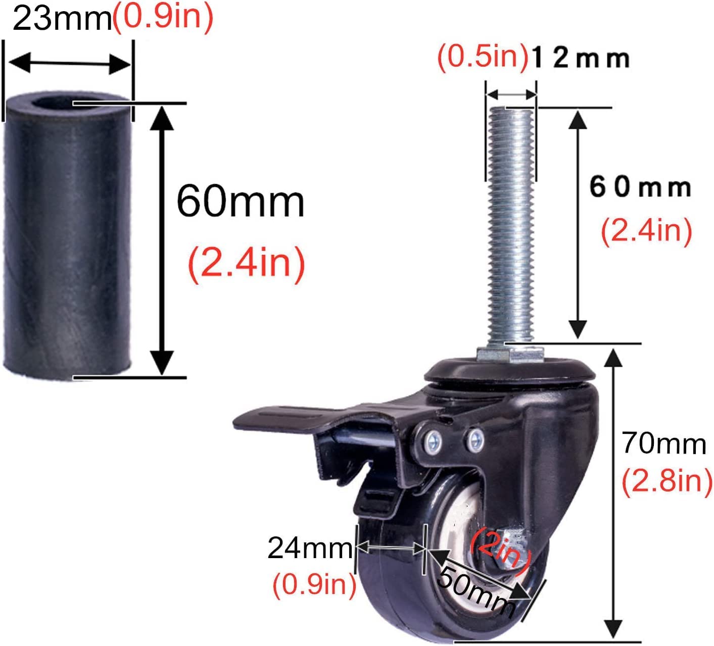 2 Stück Nylon Riemenscheibe Rollen mit 6mm Rundnut 120mm Durchmesser