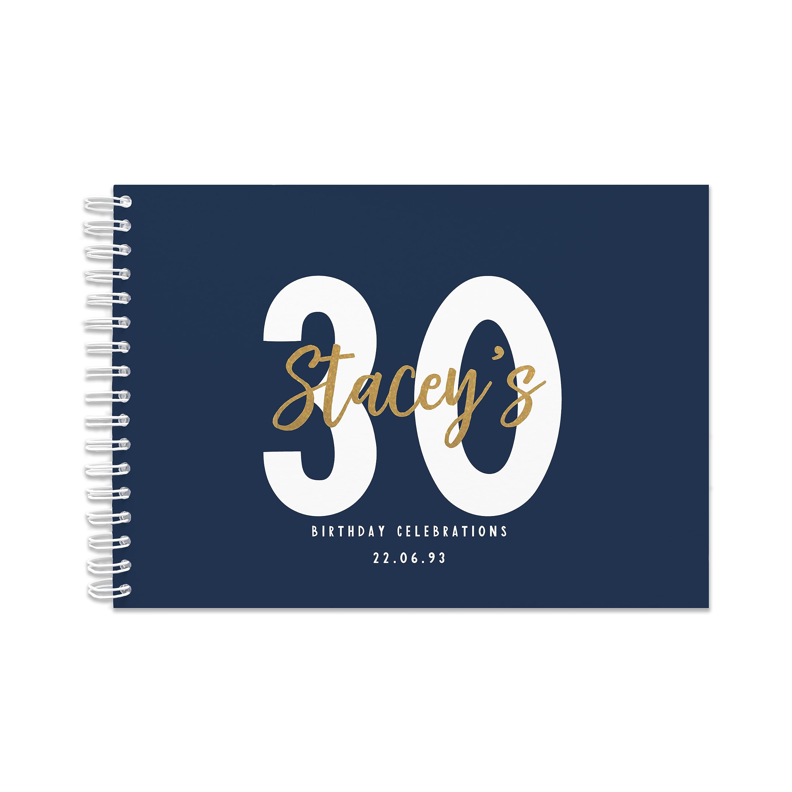 Personalised birthday guestbook | signing birthday guest book scrapbook notebook memories | 30th 40th 50th 60th 70th 80th 90th birthday sign in birthday party decor (A4 Paperback Navy)