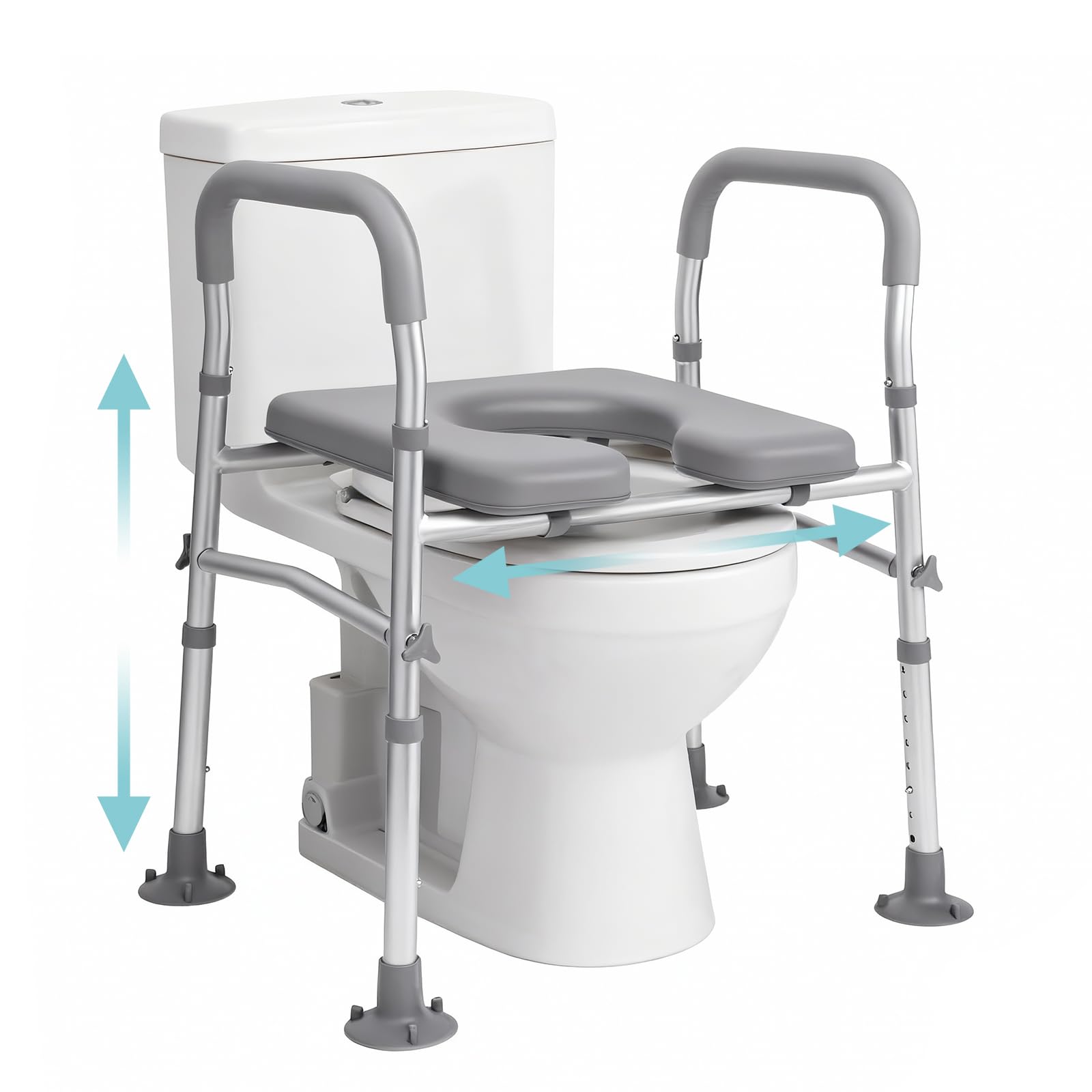 Rialzo WC per Anziani, Riduttore WC per Anziani 8-Livelli 67-86cm con Maniglie Antiscivolo, Sedia Rialzo WC Anziani Regolabile fino a 150kg