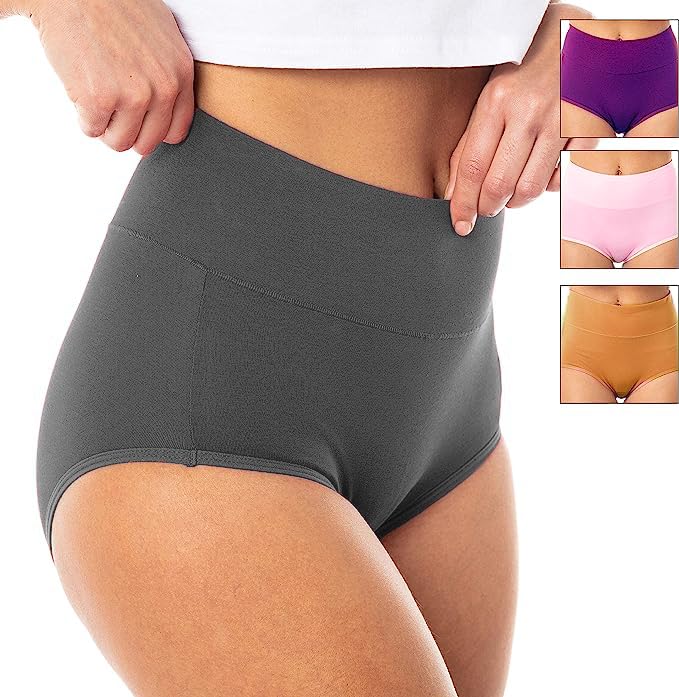 Women's Cotton Blend Underwear Stomach Control Shaper For Women Jumbo XL(Pack of 3) Assorted-image-33