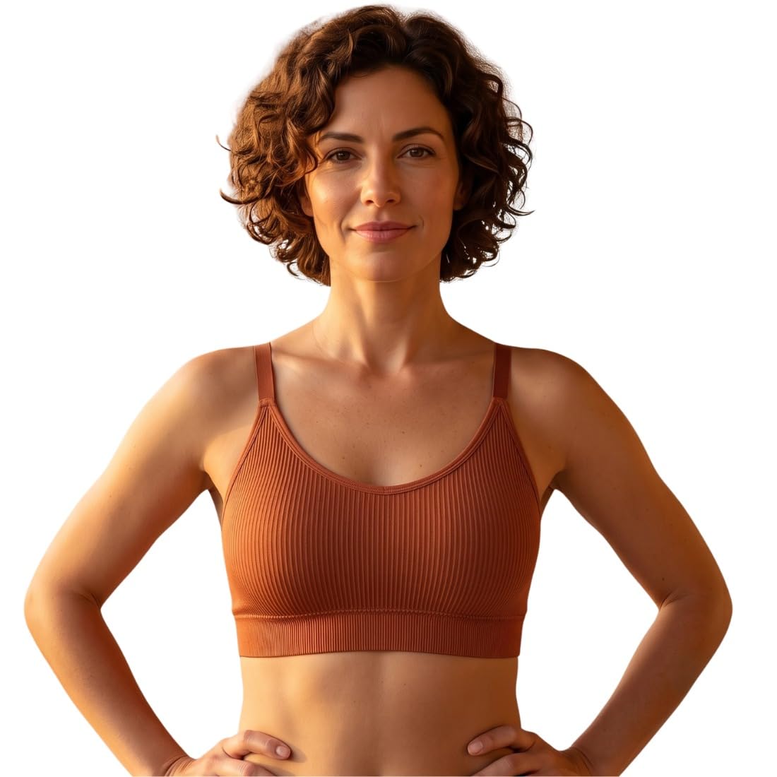 Women's Seamless Ribbed Sports Bra | Wireless Padded Bralette | Soft Stretch Everyday Comfort Bra | White Activewear Crop Top (in, Numeric, 34, B, 32, Regular, Chocolate)-picture-30