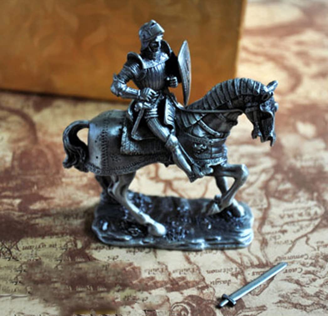 Statue de Chevalier médiéval, modèle de Sculpture de Guerrier Ornements en étain Classique Chevalier templier Chevalier croisé Cadeau de Statue