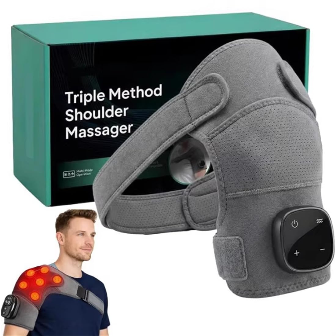 Schulter- & Nackenmassagegerät mit Wärmefunktion – 3 Massagearten, 5 Intensitätsstufen, 5000mAh Akku, tragbar & verstellbar für Rücken, Arme, Muskeln, Entspannung & Schmerzlinderung
