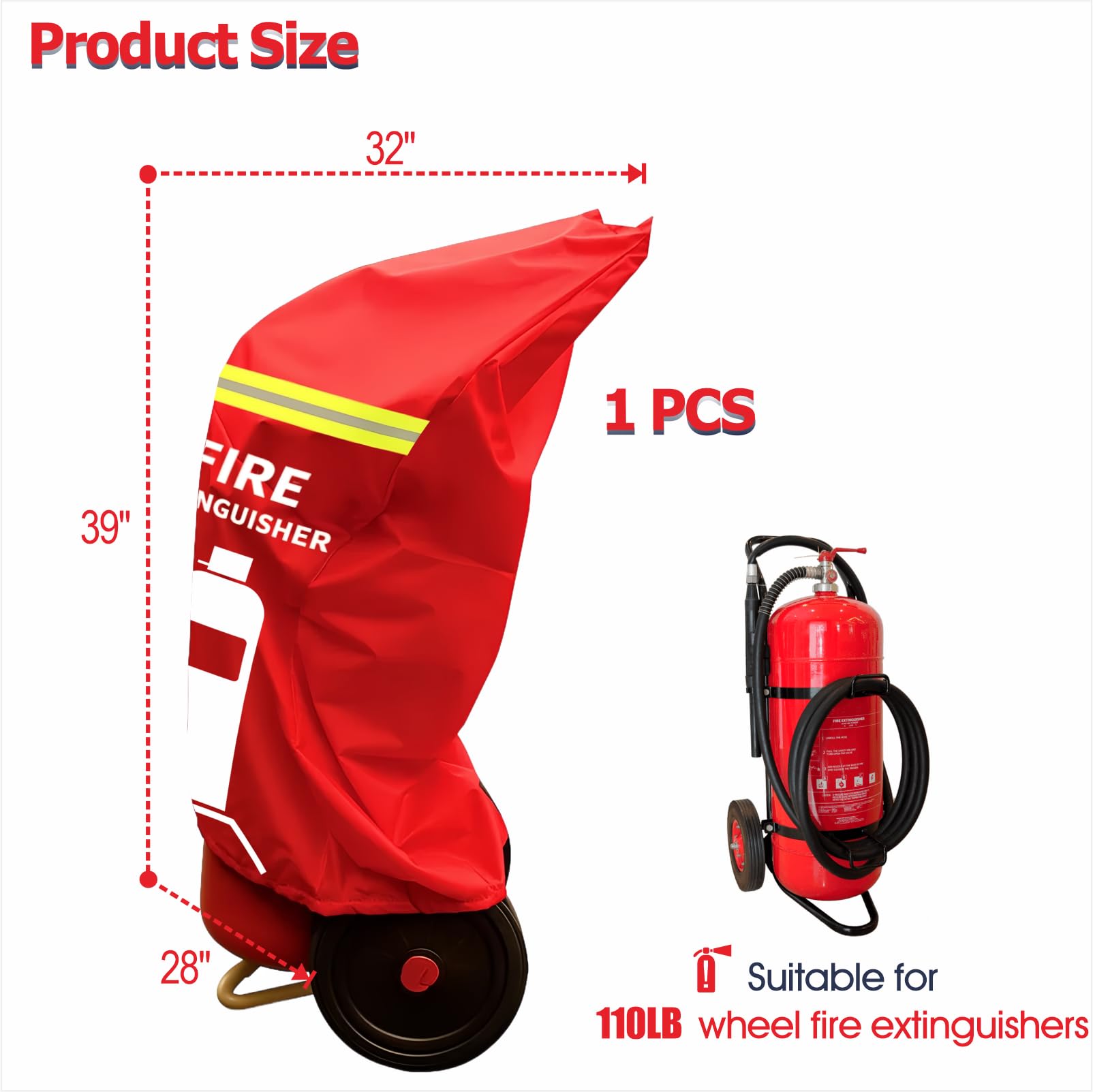 Copertura per estintore per carrello – Custodia protettiva resistente antincendio con ruote, resistente a graffi e graffi (adatta a 50 kg, 1 pezzi)