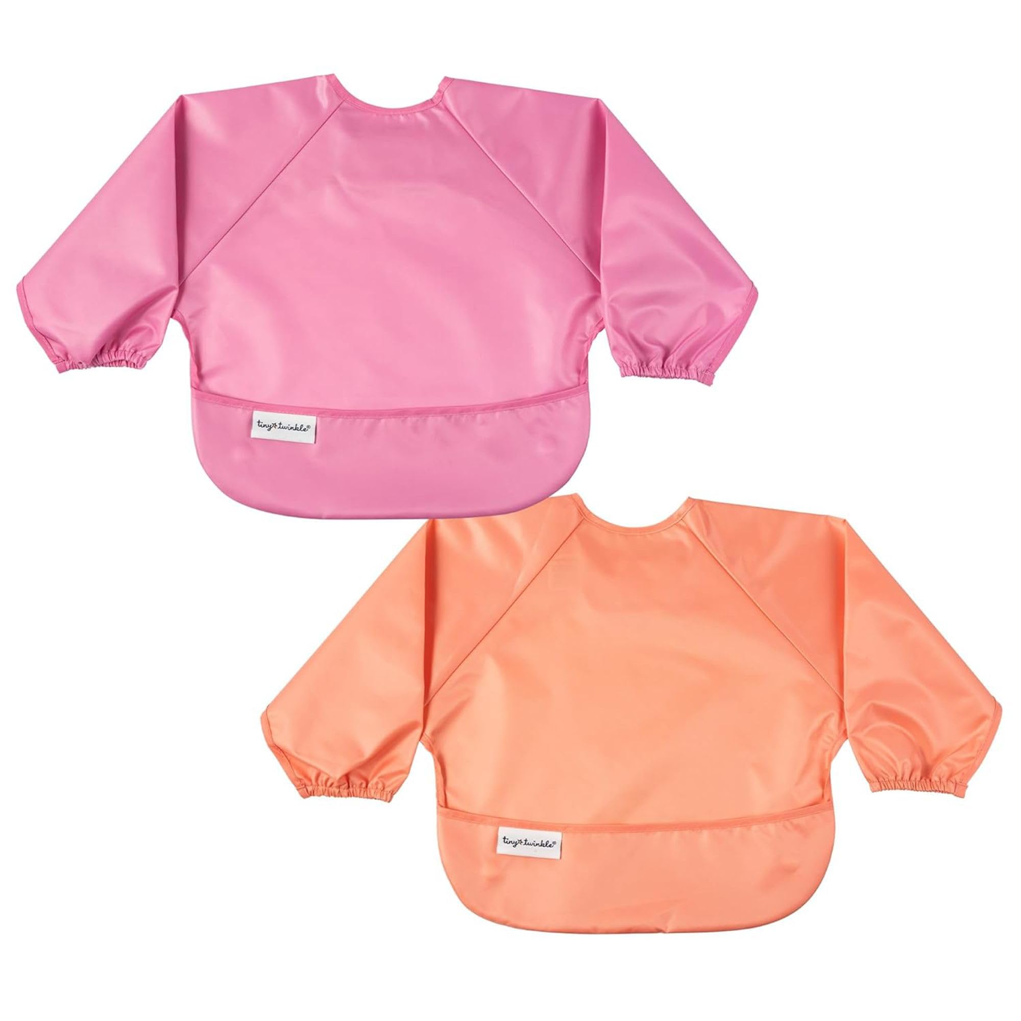 Tiny Twinkle Schmutzfestes Baby-Lätzchen, 2pk – Leichtes Kleinkind-Lätzchen – Lätzchen für Babygeführtes Abstillen, Pflegeleicht & Maschinenwaschbar mit Ärmeln