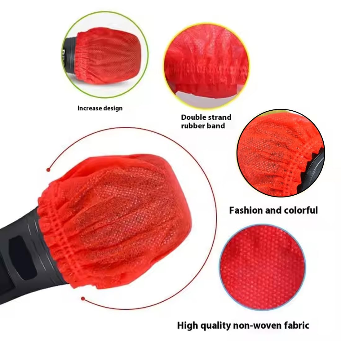 50 pièces couvertures de Micro hygiéniques jetables, antibactériennes, Non tissées, Mousse pour Microphone, la Plupart des Microphones Portables, karaoké, Concerts (25 Noir, 25 Rouge)