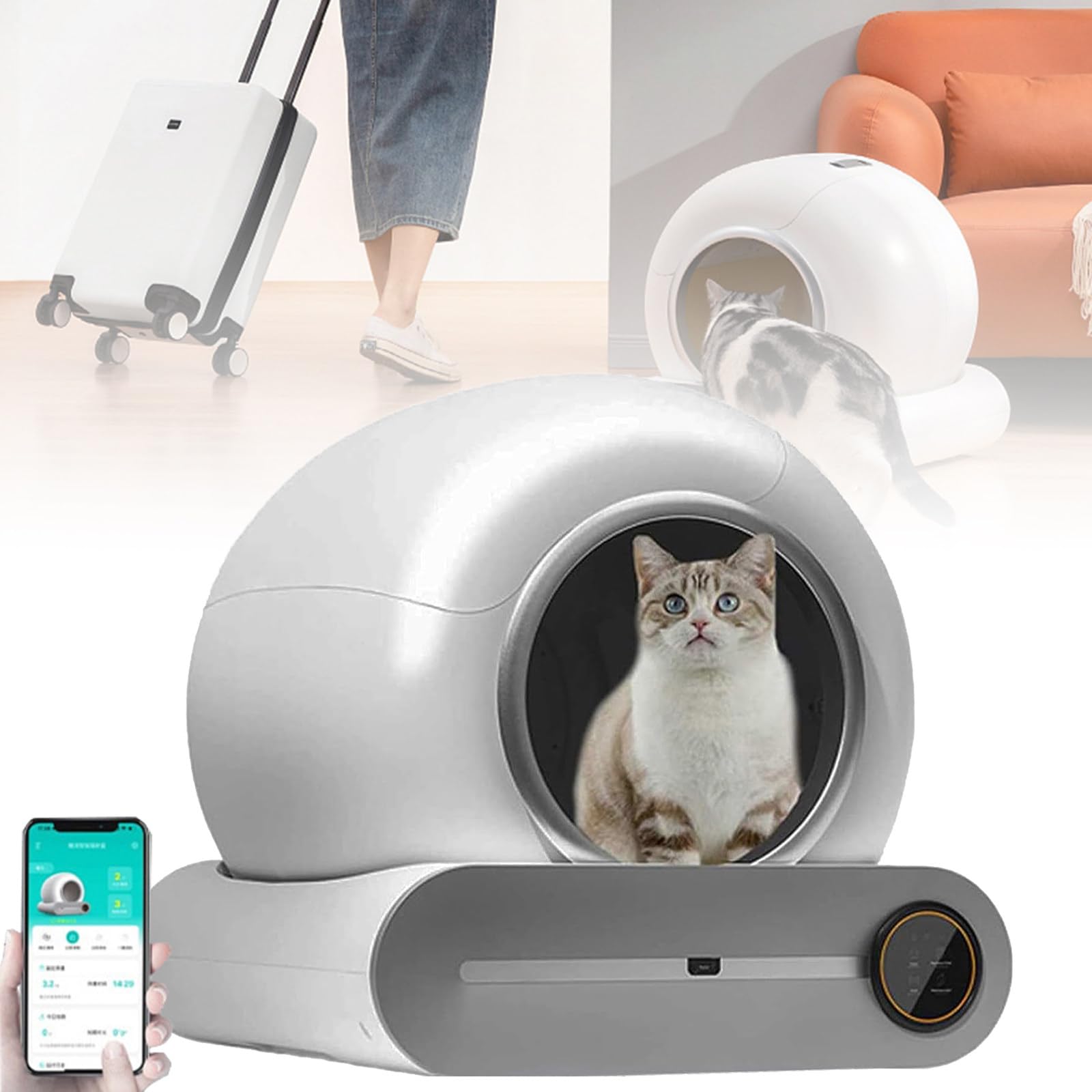 Amazon | 自動洗浄猫トイレ (すべてのトイレに使用可能) - Tuya アプリ