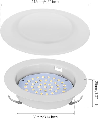 Miniatura 3 de Luz LED de disco de 4.5 pulgadas  Luz de techo empotrada de 12 voltios para lancha RV de 12 V, luz interior de 12 V para debajo del gabinete,