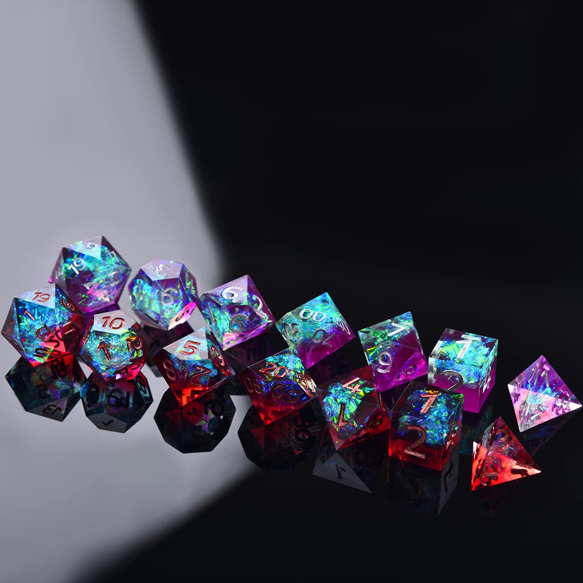 Würfelharz Polyedrale Schillern Dazzle Dice Set Für Tischspiele Rpg Dice Set/Purple Blue