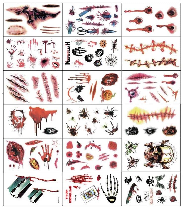 Miniatura 1 de Dream Loom - Disfraces de Halloween tatuajes de zombi maquillaje para decoraciones de fiesta de Halloween calcomanías de cicatrices corporales para