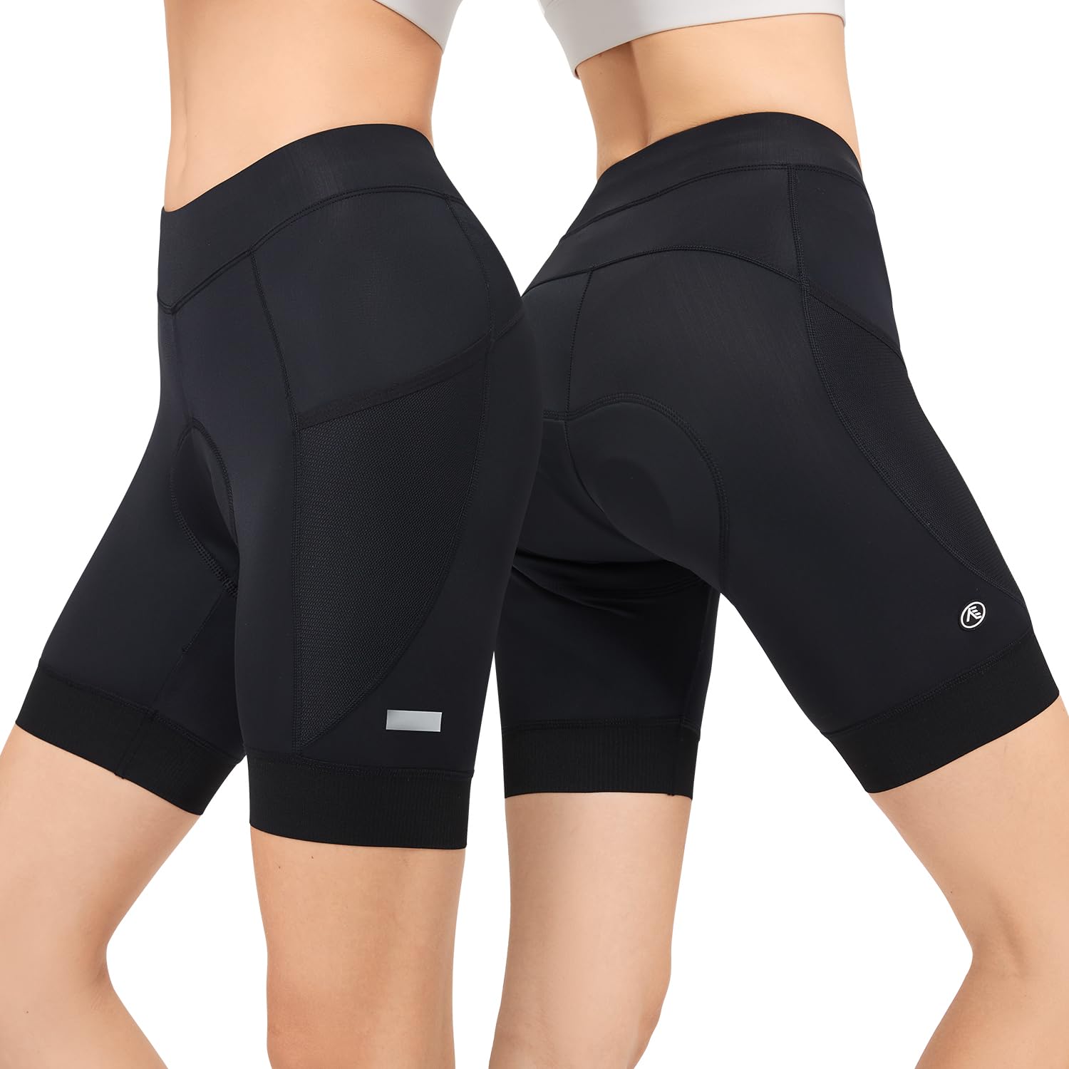NUCKILY Short de cyclisme rembourré pour femme avec poches - Léger et respirant - Rembourré 4D - Noir