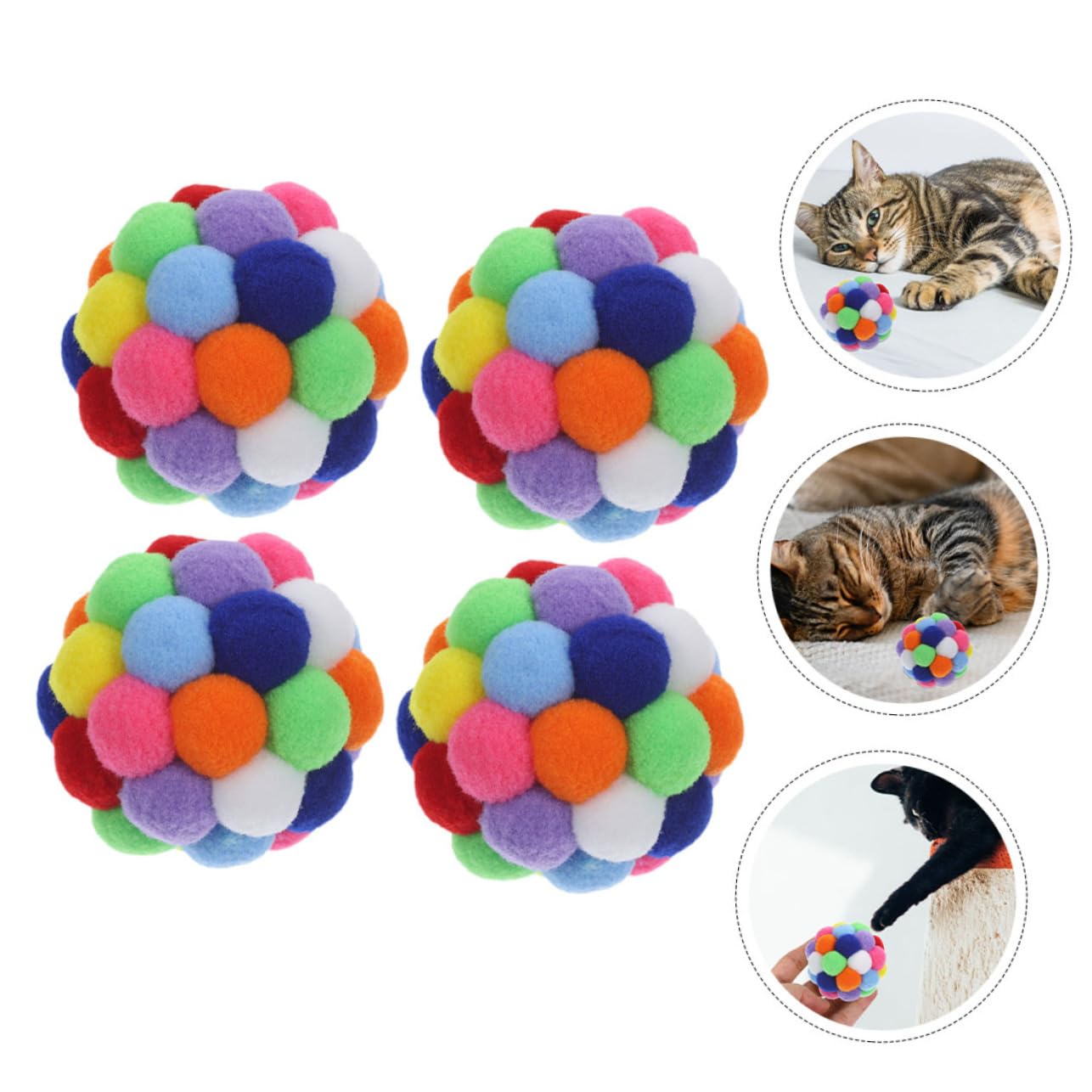 Mipcase 4pièces Jouet De Balle Interactif pour Chat avec Clochettes Balles pour Chats Intérieur Jouets pour Chatons