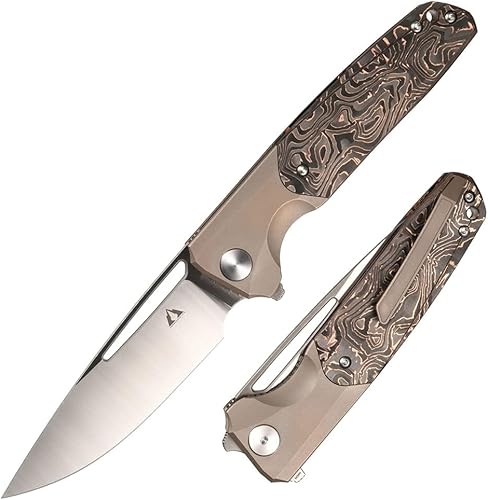 CMB - Cuchillos Darma Titanium+Mango de fibra de carbono plegable M390 acero táctico supervivencia camping al aire libre cuchillo CMB-12C (amarillo