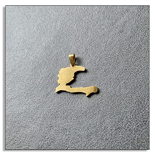 18K Gold Stainless Steel Haiti Map Pendant Necklace3