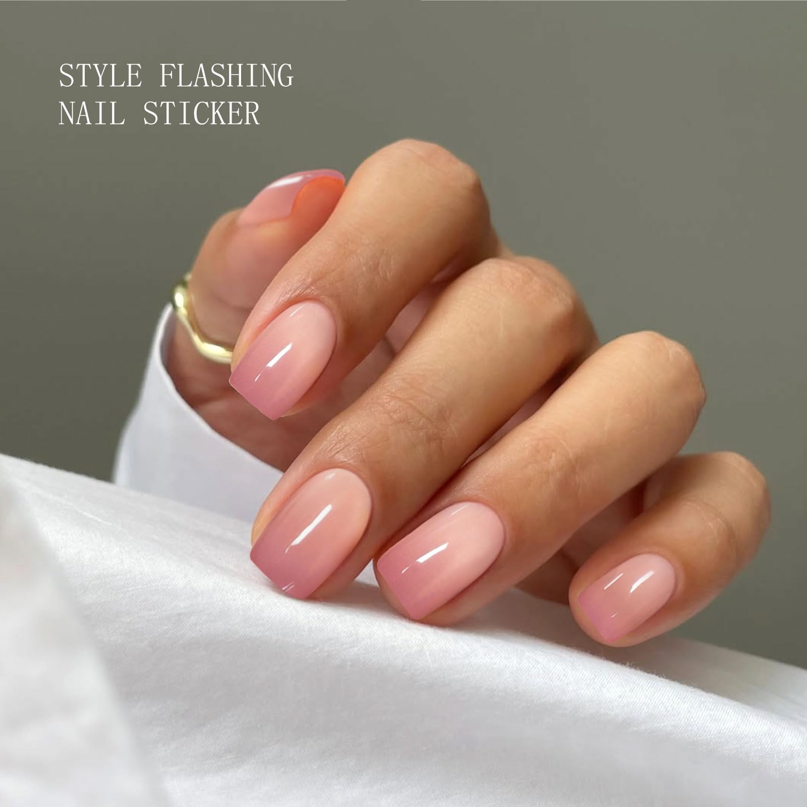 JMEOWIO Folia do paznokci utwardzana UV różowa gradient UV żel Nail Strips naklejki na paznokcie naklejki na paznokcie Nail Art dekoracja akcesoria do stylizacji paznokci