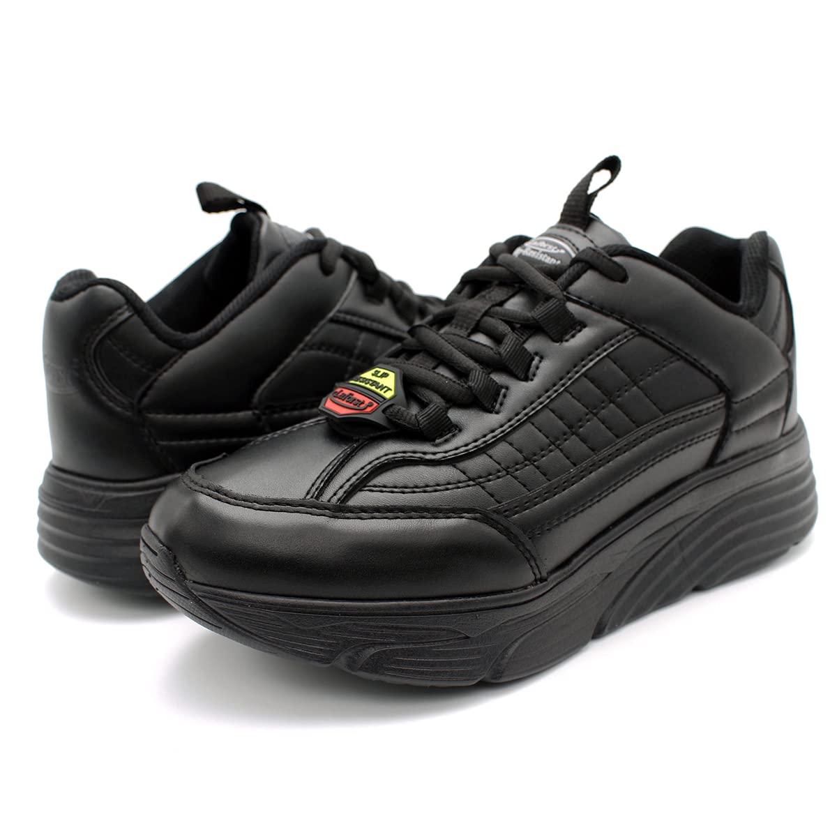 Laforst Womens Foley Xtreme Comfort Work Non-Slip Sneaker +Free Socks Size 8.5 Black