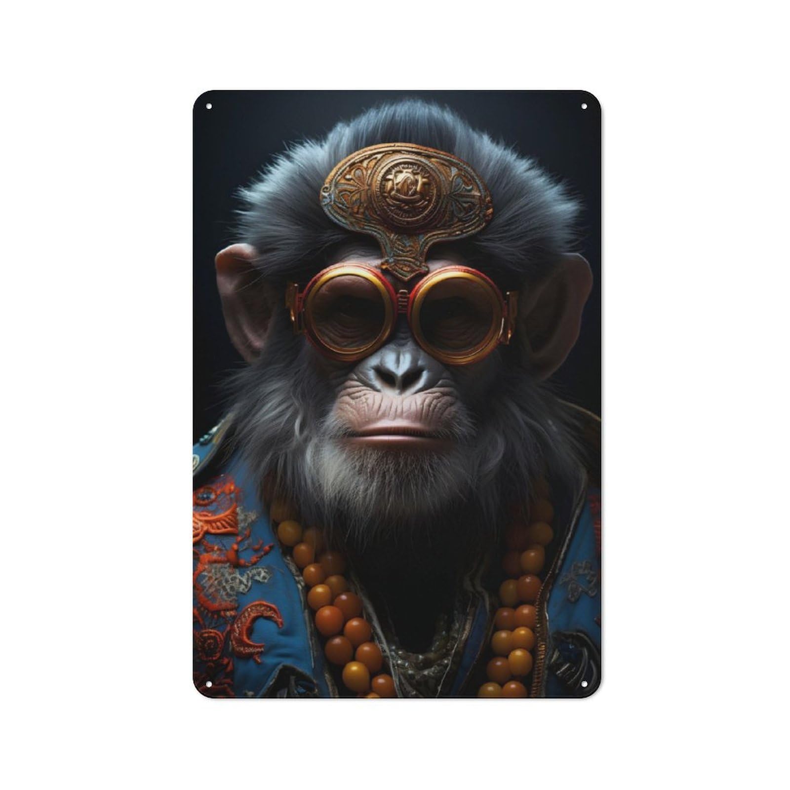 Junmoney Steampunk Ape Monkey Retro Metal Plaque 30X20cm For Lounge Or Reading Corner, Winter Wall Decor For Reading Corner Decorators