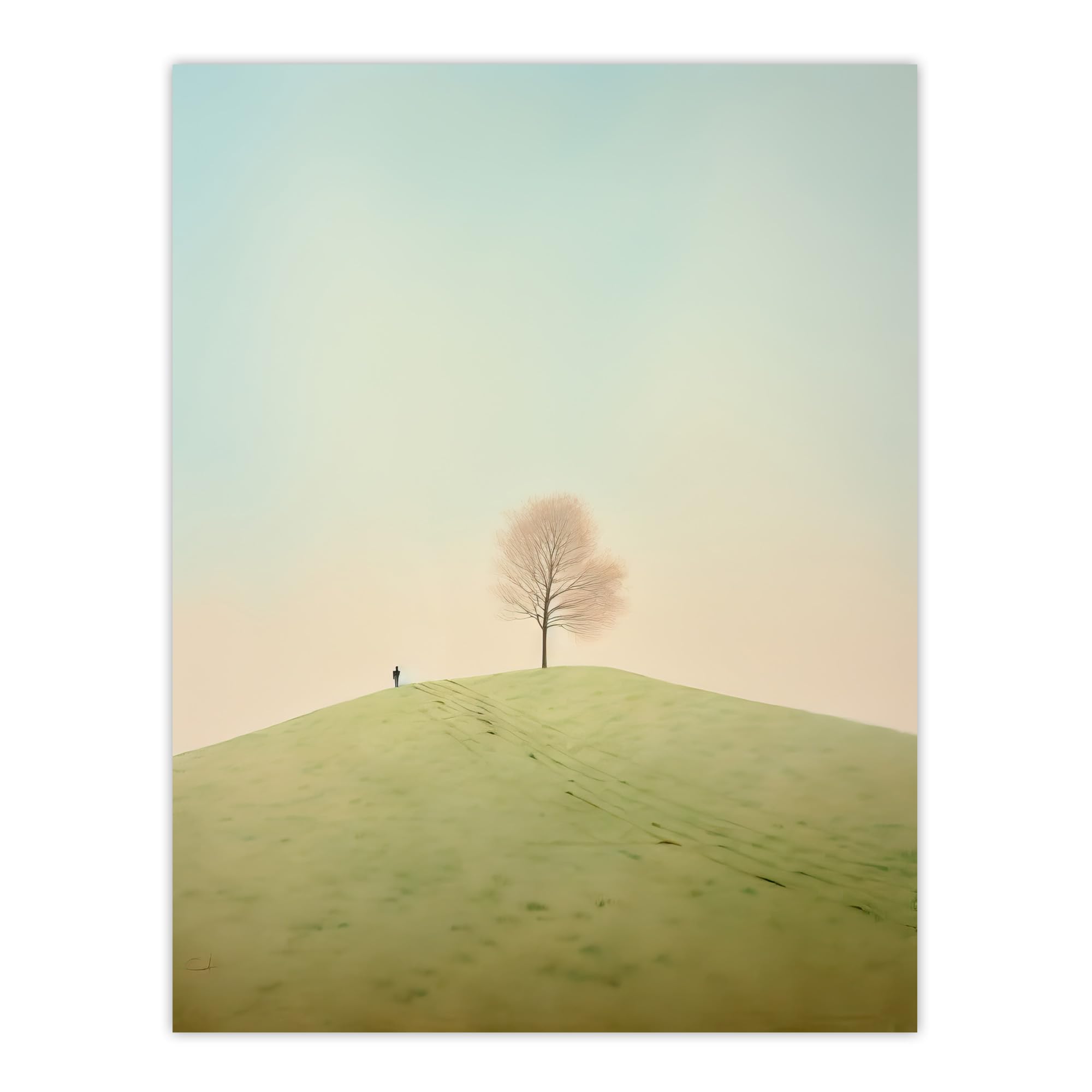 Artery8 Perspective Tree By Amy Denver Minimalist Soft Pastel Greens Minimalism Simple Modern Artwork Large Wall Art Poster Print Thick Paper 18X24 Inch