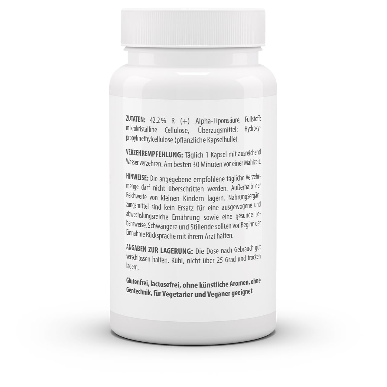 vitaworld R (+) Alpha-Liponsäure 200 mg, Aus der natürlichen, bioaktiven R (+) Form, Hoch dosiert mit 200 mg pro Tagesverzehrmenge, Vegan, 100 Kapseln