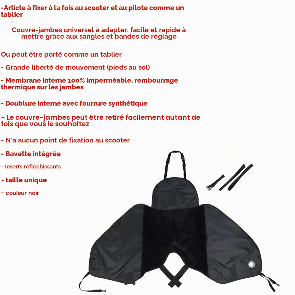 Compatible avec Peugeot SATELIS 125 Couvre-Jambes Tablier Impermeable Couverture Thermique+Couvre-Main en NÉOPRÈNE Universel pour Scooter Pluie ET ??Froid