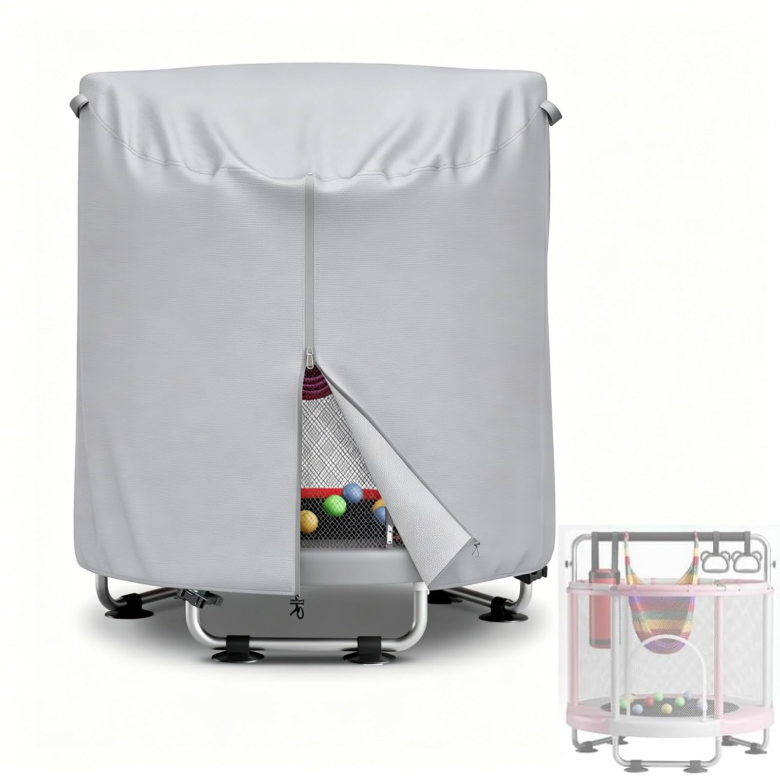 Générique Housse de Protection pour Trampoline Enfant, Ronde imperméable Anti-UV avec Cordon de Serrage, Tissu 420D résistant aux intempéries, Pliable pour extérieur