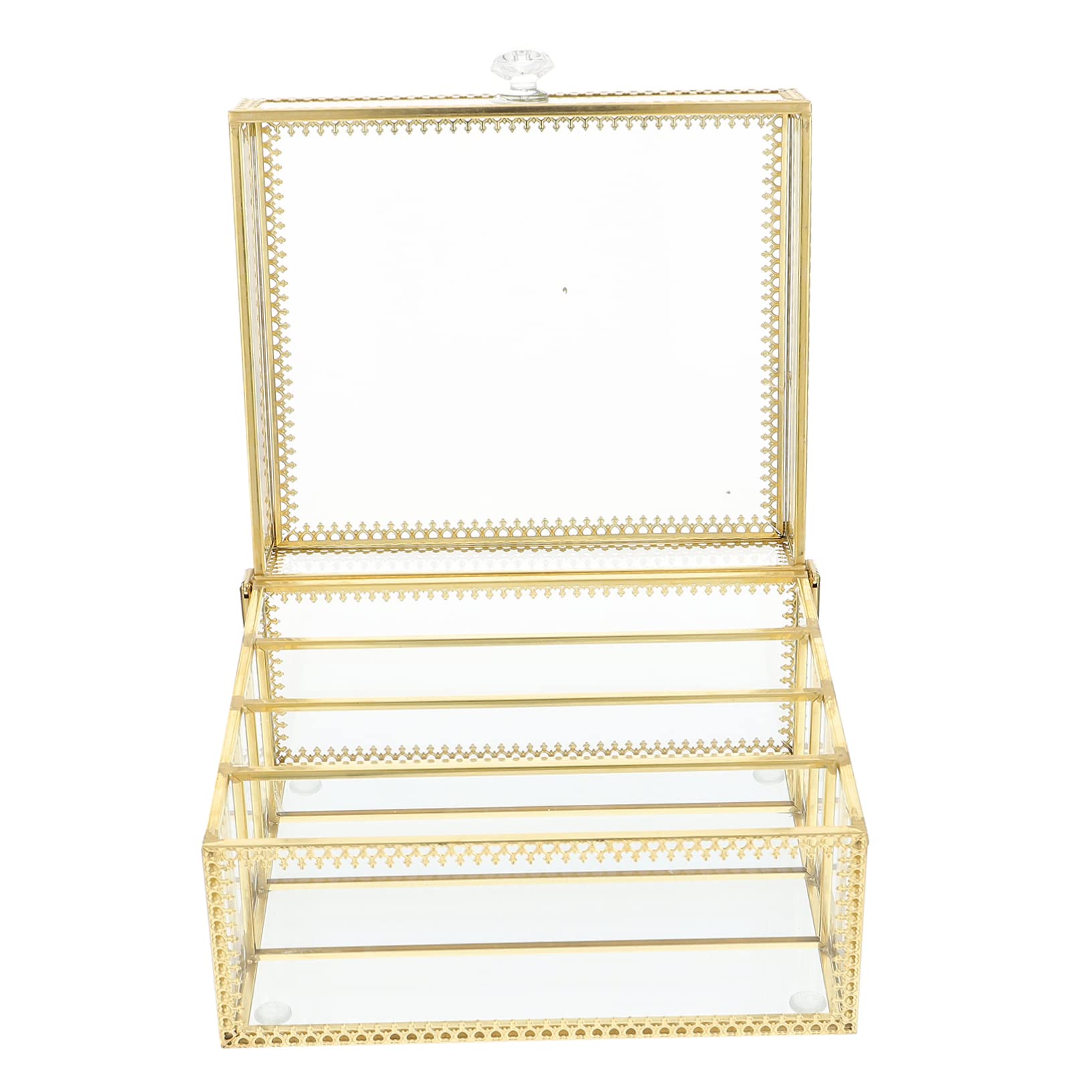 Alliage Boîte de Rangement Maquillage et Verre Couvercle