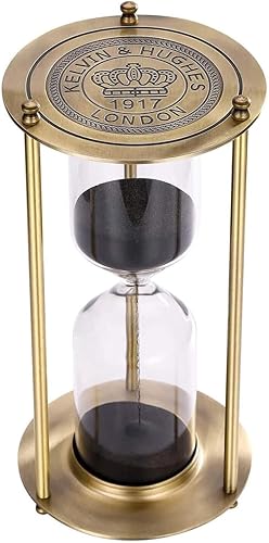 Reloj de arena de 60 minutos, reloj de arena negra de latón vintage, reloj de arena grande de metal de 60 minutos, reloj de arena antiguo, reloj de