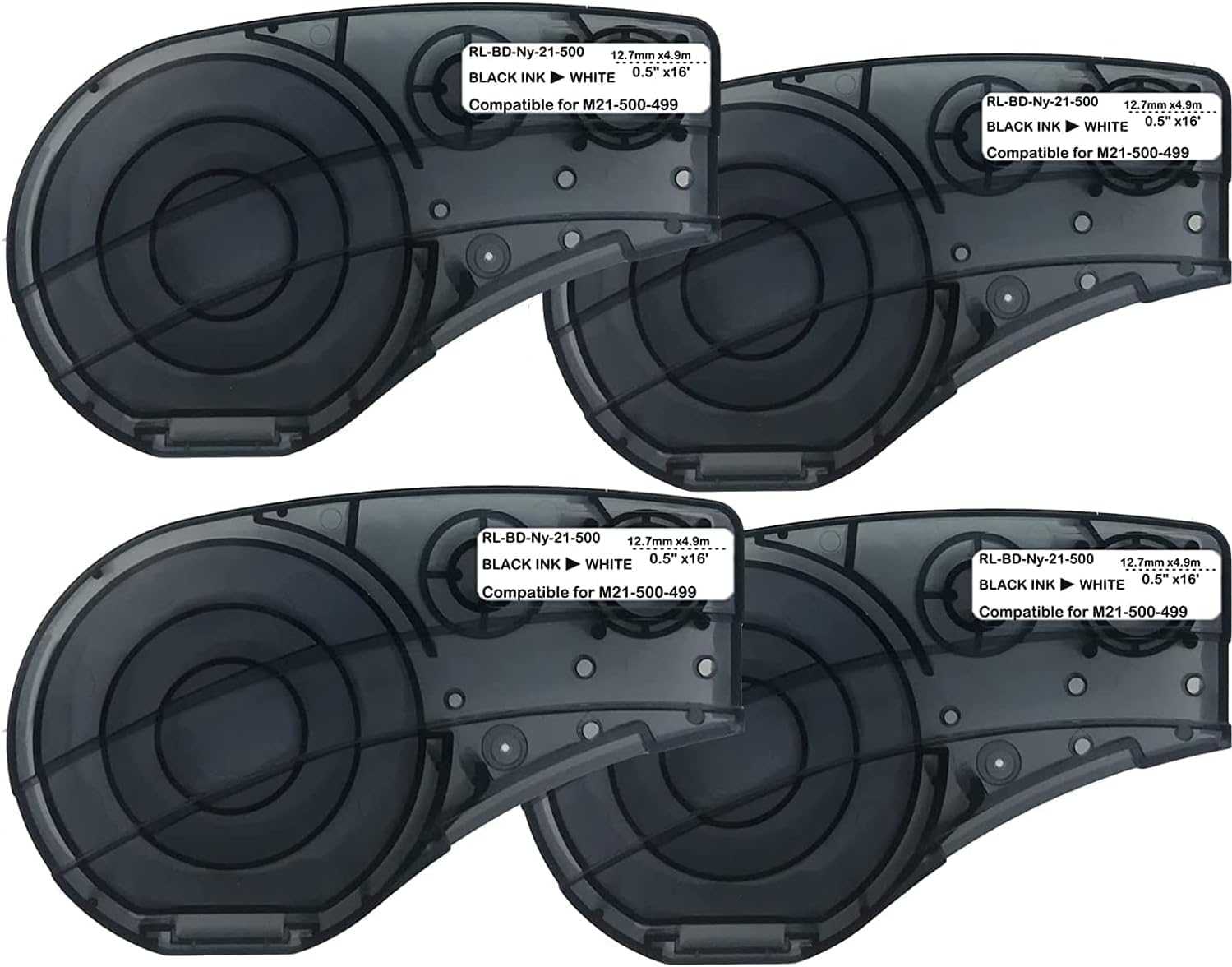 Cinta de etiquetas compatible de repuesto para cartucho M21-500-499-TB, cinta de etiquetas de nailon de 1/2 pulgada, película de t