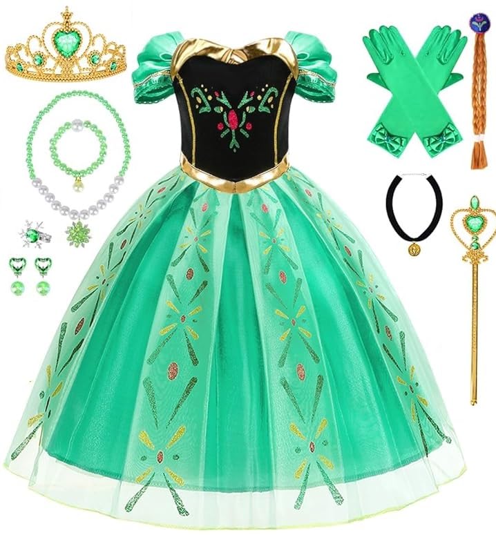 Princess Costume Princess Dress for Girls,Little Girls Fancy Costumes with Accessory,Toddler Dress Up Clothes,Halloween Birthday Party Cosplay Outfit for Kid,Size 110cm-130cm