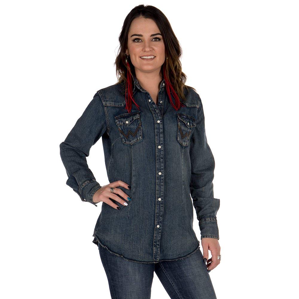 Wrangler Women's Western Snap Work Long Sleeve Shirt