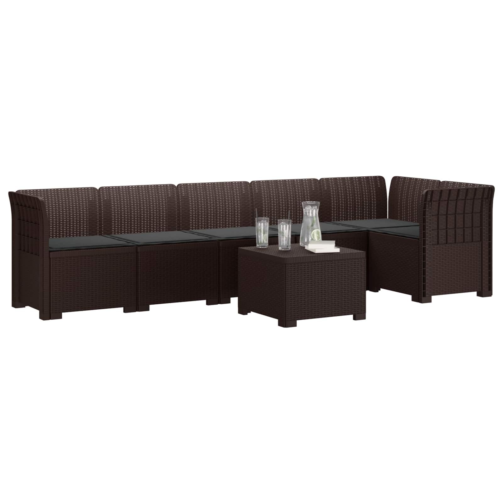 vidaXL Sofa Ogrodowa 6-osobowa z Poduszkami w Wyglądzie Rattanu PP