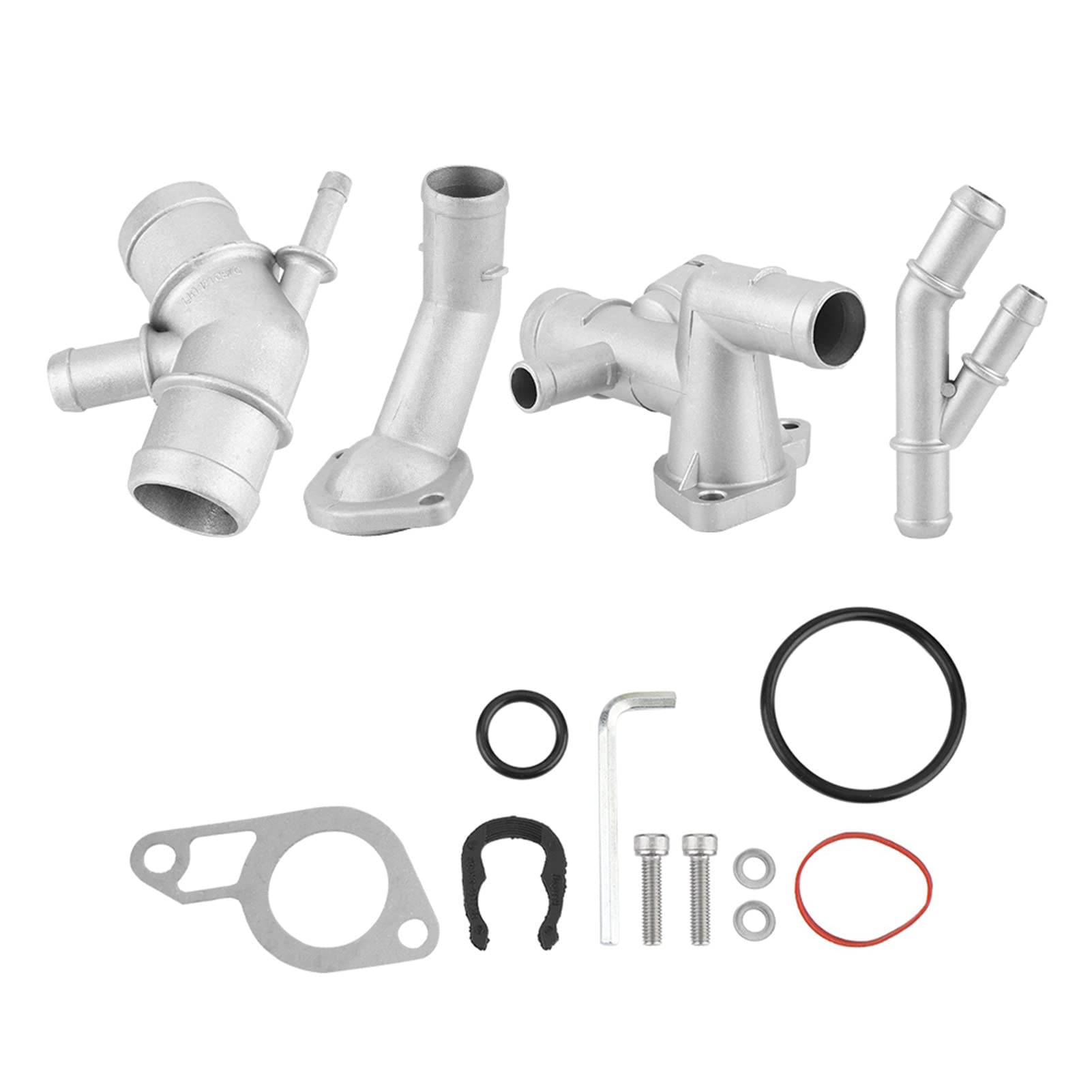 CHICIRIS Boîtier de Thermostat en Fonte D'aluminium Tuyau D'eau CNC, Fabrication Professionnelle Haute sensibilité Haute fiabilité, avec Raccord en T de Liquide de Refroidissement et