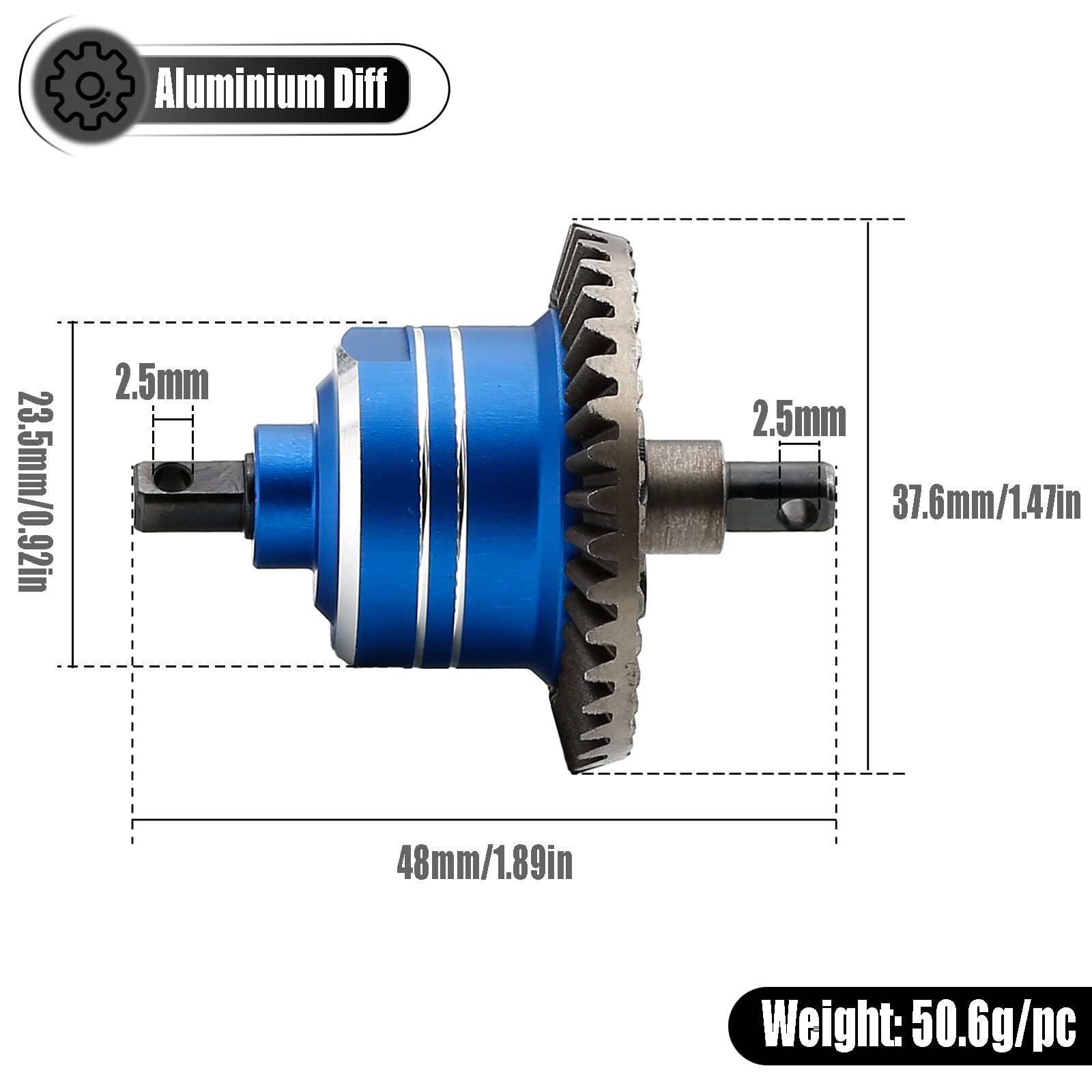 1/10 Front Rear Differential Upgrades Diff for 1/10 Traxxas Slash Rustler Stampede Hoss 4x4 VXL Ford 150?2PCS #45 Steel Differential, Replaced #5381#6882#5379(Blue)
