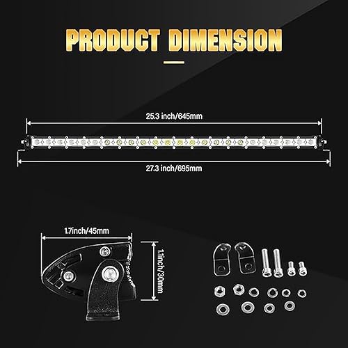 Miniatura 3 de Willpower Barra de luz LED, haz combinado de inundación puntual de 25 pulgadas, 120 W, luz antiniebla de conducción, luces LED todoterreno súper