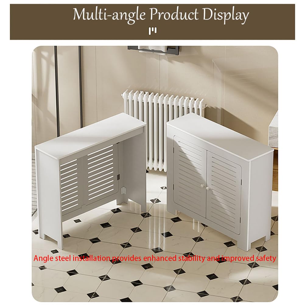 Modern Heizkörperabdeckung Mittelgroß Weiß Heizungsverkleidung Lackierter MDF Schrank Mit Holzablage Lüftungslamellen Landhausstil Für Badezimmer Wohnzimmer Schlafzimmer,Weiß,L80*H90*W20